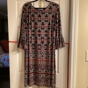 Wisp Woman Floral Patterned Black and Red Dress